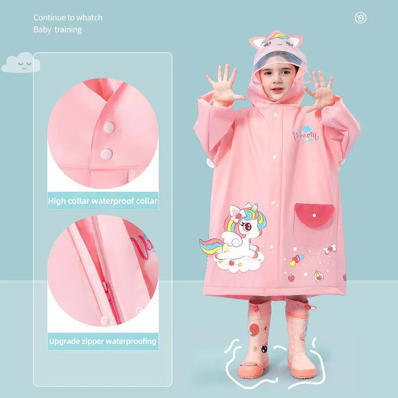 EVA Raincoat Children's Raincoat 80-140cm Girl Boy Baby Raincoat Rain-Proof Clothes Kindergarten Poncho Waterproof Rainwear Suit - Image 4