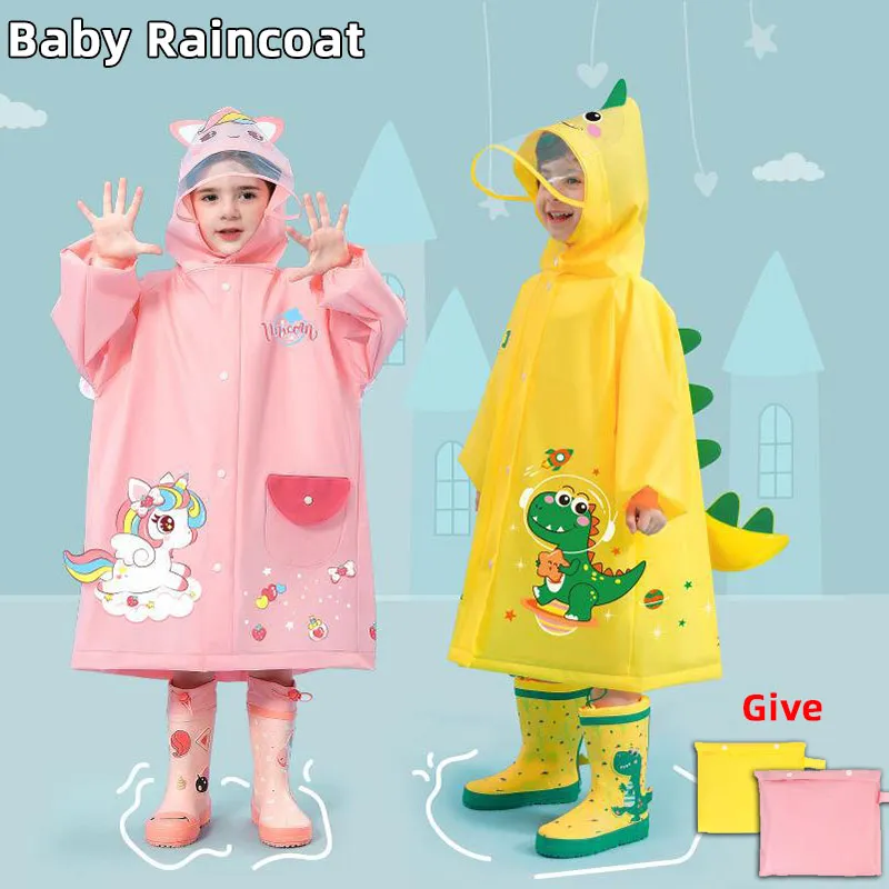 EVA Raincoat Children's Raincoat 80-140cm Girl Boy Baby Raincoat Rain-Proof Clothes Kindergarten Poncho Waterproof Rainwear Suit