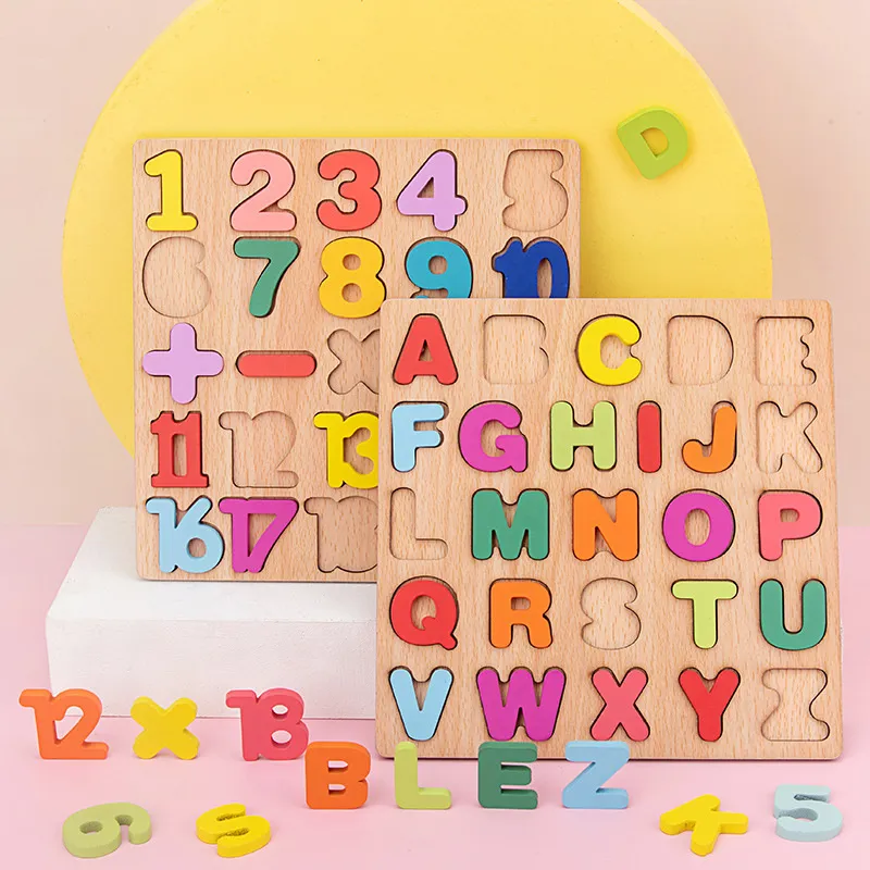 Montessori Children's 3D Wooden Puzzle Alphabet Number Shapes Puzzle Preschool Early Education Toys Matching Board Game Gifts - Image 3
