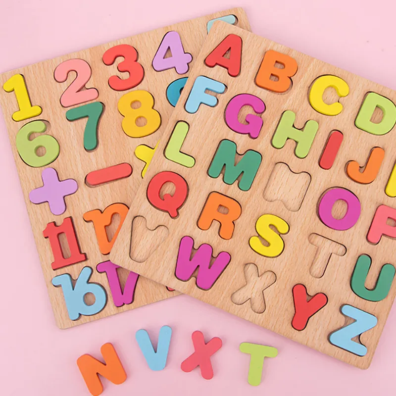 Montessori Children's 3D Wooden Puzzle Alphabet Number Shapes Puzzle Preschool Early Education Toys Matching Board Game Gifts - Image 5