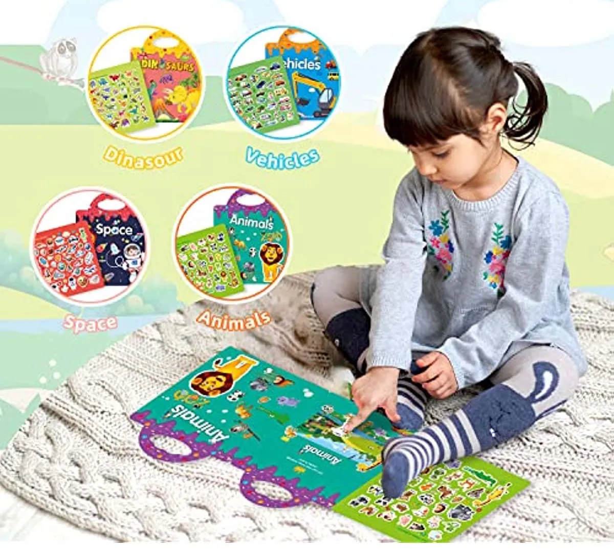 Reusable Sticker Book Cartoon DIY Puzzle Educational Cognition Learning Toys Cute Animal Stickers for Children Age 2-4 Gift - Image 2