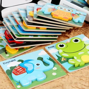 Wooden Puzzle Educational Montessori Animals Cartoon Early Learning Cognition Intelligence Game For Children Kids Toys Gift