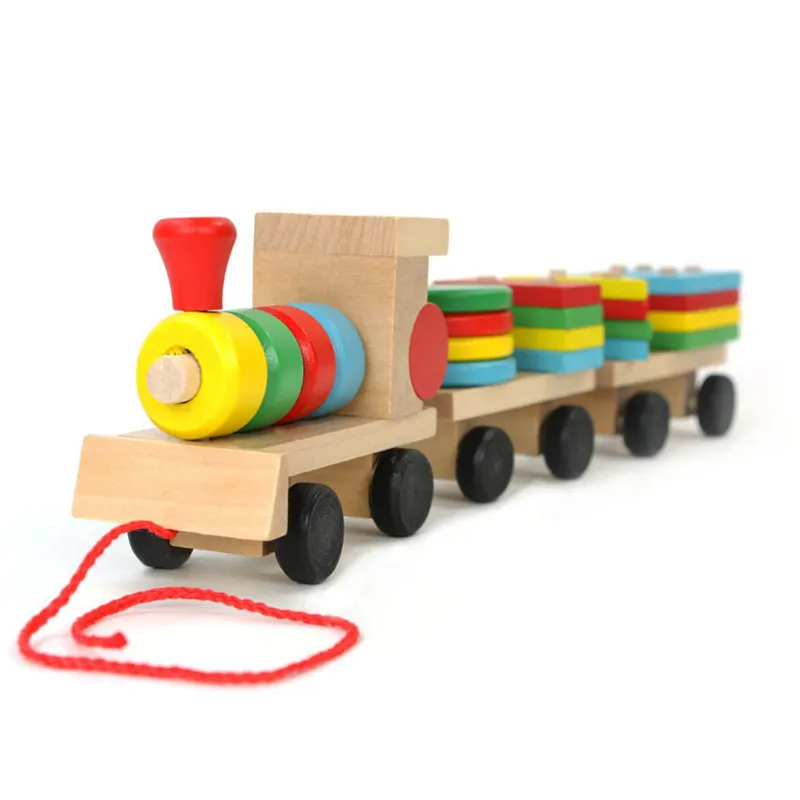 Wooden Train Toy For Toddlers,Building Blocks for Boys Girls,Montessori Sorting Stacking Toy,Preschool Educational Toy For Kids - Image 2