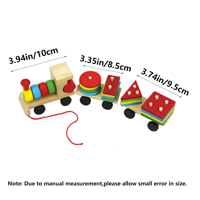 Wooden Train Toy For Toddlers,Building Blocks for Boys Girls,Montessori Sorting Stacking Toy,Preschool Educational Toy For Kids - Image 4