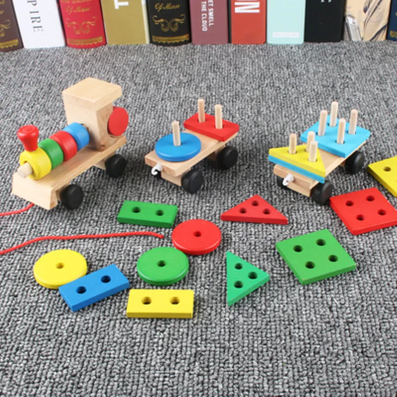 Wooden Train Toy For Toddlers,Building Blocks for Boys Girls,Montessori Sorting Stacking Toy,Preschool Educational Toy For Kids - Image 6