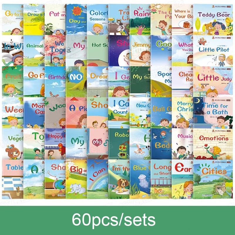 60pcs/Set Video Reading Children's English Early Learning Picture Book Storybook Enlightenment Cognitive Tale Bedtime Story - Image 3